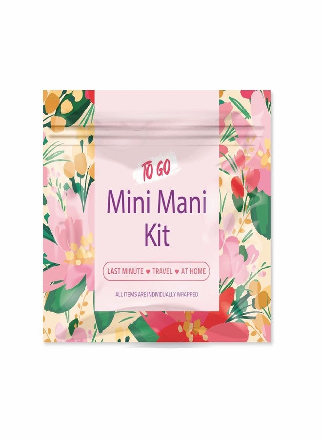pH Advantage Mini Mani Kit – Disposable Manicure Set with Nail Clipper, File, Buffer, Cuticle Stick & Polish Remover Pad – Compact One-Time Use Nail Care Kit for Travel, Purse, Desk, or Car (Pink) - Image 1